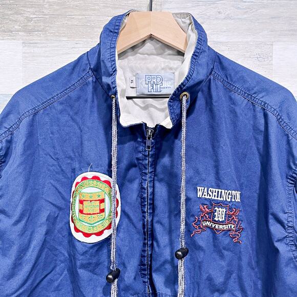 Washington University Bears Vintage Windbreaker Jacket Blue USA Made Mens XL - Picture 2 of 10